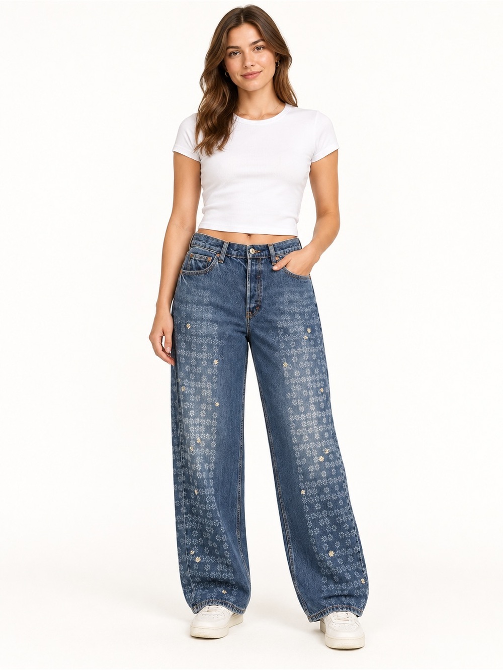 Universal Thread Mid-Rise ’90s Baggy Floral Embellished Jeans